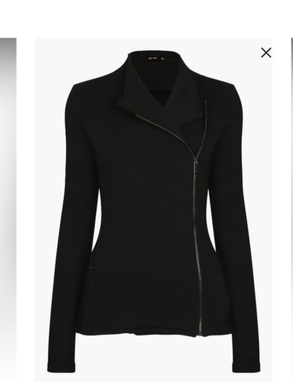 Saint + Sofia Organic Cotton Asymmetric Zip Knit Moto Biker Jacket Size 6 Black - Picture 5 of 16